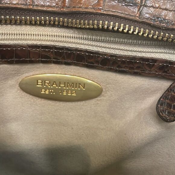 Brahmin Brown Leather Croc Small Shoulder Purse - Picture 8 of 10
